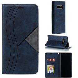 Retro S Streak Magnetic Leather Wallet Phone Case for Samsung Galaxy Note 8 - Blue