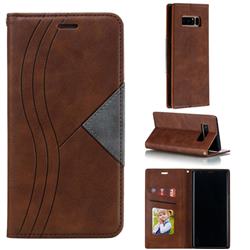Retro S Streak Magnetic Leather Wallet Phone Case for Samsung Galaxy Note 8 - Brown