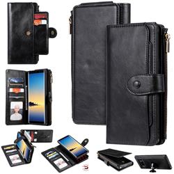 Retro Multifunction Zipper Magnetic Separable Leather Phone Case Cover for Samsung Galaxy Note 8 - Black