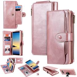 Retro Multifunction Zipper Magnetic Separable Leather Phone Case Cover for Samsung Galaxy Note 8 - Rose Gold