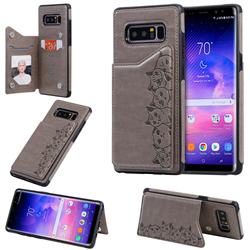 Yikatu Luxury Cute Cats Multifunction Magnetic Card Slots Stand Leather Back Cover for Samsung Galaxy Note 8 - Gray