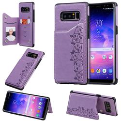 Yikatu Luxury Cute Cats Multifunction Magnetic Card Slots Stand Leather Back Cover for Samsung Galaxy Note 8 - Purple
