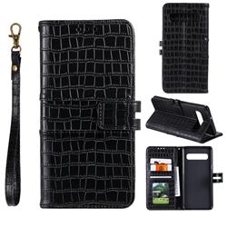 Luxury Crocodile Magnetic Leather Wallet Phone Case for Samsung Galaxy Note 8 - Black