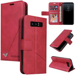 GQ.UTROBE Right Angle Silver Pendant Leather Wallet Phone Case for Samsung Galaxy Note 8 - Red