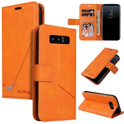 GQ.UTROBE Right Angle Silver Pendant Leather Wallet Phone Case for Samsung Galaxy Note 8 - Orange
