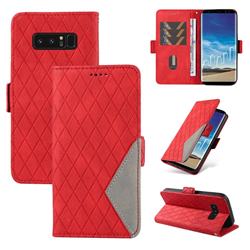 Grid Pattern Splicing Protective Wallet Case Cover for Samsung Galaxy Note 8 - Red