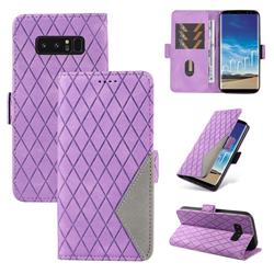 Grid Pattern Splicing Protective Wallet Case Cover for Samsung Galaxy Note 8 - Purple