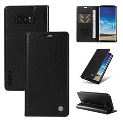 YIKATU Litchi Card Magnetic Automatic Suction Leather Flip Cover for Samsung Galaxy Note 8 - Black