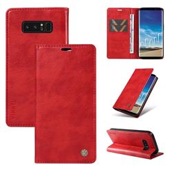 YIKATU Litchi Card Magnetic Automatic Suction Leather Flip Cover for Samsung Galaxy Note 8 - Bright Red