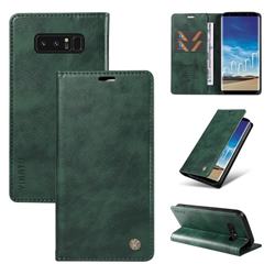 YIKATU Litchi Card Magnetic Automatic Suction Leather Flip Cover for Samsung Galaxy Note 8 - Green