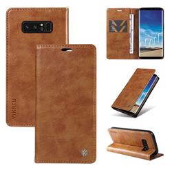 YIKATU Litchi Card Magnetic Automatic Suction Leather Flip Cover for Samsung Galaxy Note 8 - Brown