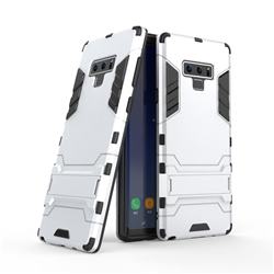 Armor Premium Tactical Grip Kickstand Shockproof Dual Layer Rugged Hard Cover for Samsung Galaxy Note9 - Silver