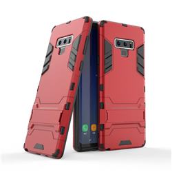 Armor Premium Tactical Grip Kickstand Shockproof Dual Layer Rugged Hard Cover for Samsung Galaxy Note9 - Wine Red
