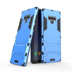 Armor Premium Tactical Grip Kickstand Shockproof Dual Layer Rugged Hard Cover for Samsung Galaxy Note9 - Light Blue