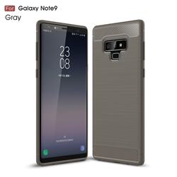 Luxury Carbon Fiber Brushed Wire Drawing Silicone TPU Back Cover for Samsung Galaxy Note9 - Gray