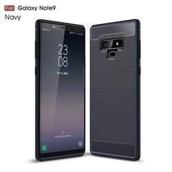 Luxury Carbon Fiber Brushed Wire Drawing Silicone TPU Back Cover for Samsung Galaxy Note9 - Navy