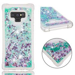 Dynamic Liquid Glitter Sand Quicksand TPU Case for Samsung Galaxy Note9 - Green Love Heart