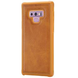 Luxury Shatter-resistant Leather Coated Phone Back Cover for Samsung Galaxy Note9 - Brown