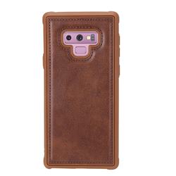 Luxury Shatter-resistant Leather Coated Phone Back Cover for Samsung Galaxy Note9 - Coffee