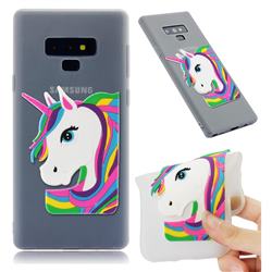 Rainbow Unicorn Soft 3D Silicone Case for Samsung Galaxy Note9 - Translucent White