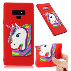 Rainbow Unicorn Soft 3D Silicone Case for Samsung Galaxy Note9 - Red