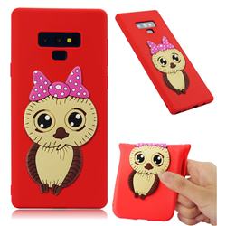 Bowknot Girl Owl Soft 3D Silicone Case for Samsung Galaxy Note9 - Red