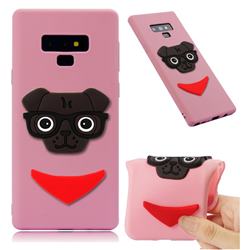 Glasses Dog Soft 3D Silicone Case for Samsung Galaxy Note9 - Pink