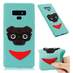 Glasses Dog Soft 3D Silicone Case for Samsung Galaxy Note9 - Sky Blue