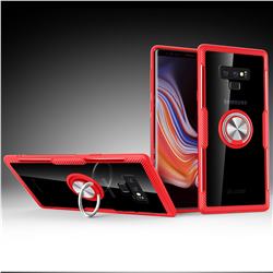 Acrylic Glass Carbon Invisible Ring Holder Phone Cover for Samsung Galaxy Note9 - Charm Red