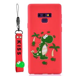 Red Dinosaur Soft Kiss Candy Hand Strap Silicone Case for Samsung Galaxy Note9