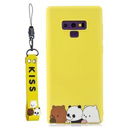 Yellow Bear Family Soft Kiss Candy Hand Strap Silicone Case for Samsung Galaxy Note9