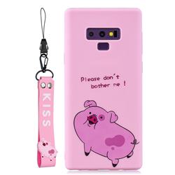 Pink Cute Pig Soft Kiss Candy Hand Strap Silicone Case for Samsung Galaxy Note9