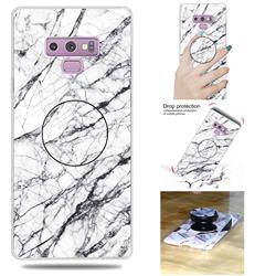 White Marble Pop Stand Holder Varnish Phone Cover for Samsung Galaxy Note9