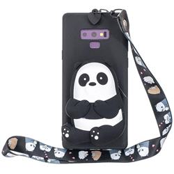Cute Panda Neck Lanyard Zipper Wallet Silicone Case for Samsung Galaxy Note9
