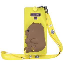 Yellow Bear Neck Lanyard Zipper Wallet Silicone Case for Samsung Galaxy Note9