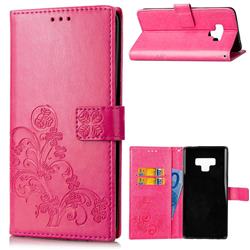 Embossing Imprint Four-Leaf Clover Leather Wallet Case for Samsung Galaxy Note9 - Rose