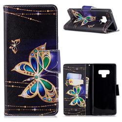 Golden Shining Butterfly Leather Wallet Case for Samsung Galaxy Note9
