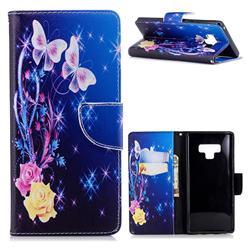 Yellow Flower Butterfly Leather Wallet Case for Samsung Galaxy Note9