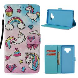 Diamond Pony 3D Painted Leather Wallet Case for Samsung Galaxy Note9