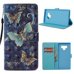 Three Butterflies 3D Painted Leather Wallet Case for Samsung Galaxy Note9