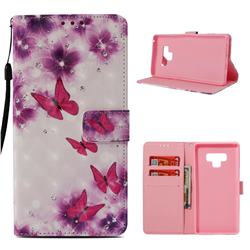 Stamen Butterfly 3D Painted Leather Wallet Case for Samsung Galaxy Note9