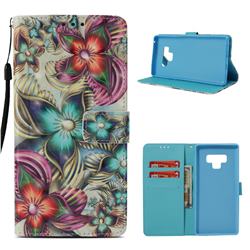 Kaleidoscope Flower 3D Painted Leather Wallet Case for Samsung Galaxy Note9