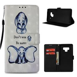 Be Happy Elephant 3D Painted Leather Wallet Case for Samsung Galaxy Note9
