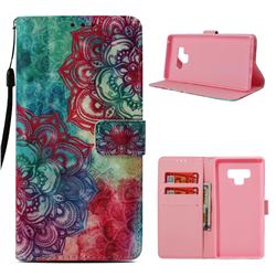 Fire Red Flower 3D Painted Leather Wallet Case for Samsung Galaxy Note9