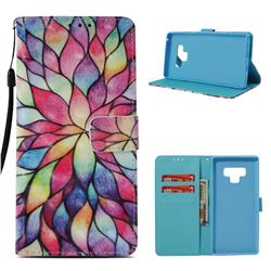 Colorful Lotus 3D Painted Leather Wallet Case for Samsung Galaxy Note9