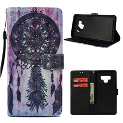 Black Campanula 3D Painted Leather Wallet Case for Samsung Galaxy Note9