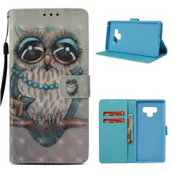 Sweet Gray Owl 3D Painted Leather Wallet Case for Samsung Galaxy Note9