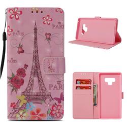 Butterfly Tower 3D Painted Leather Wallet Case for Samsung Galaxy Note9