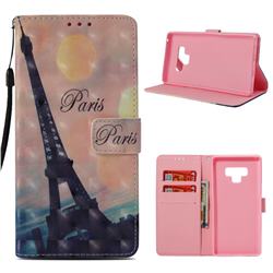 Leaning Eiffel Tower 3D Painted Leather Wallet Case for Samsung Galaxy Note9