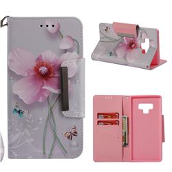Pearl Flower Big Metal Buckle PU Leather Wallet Phone Case for Samsung Galaxy Note9